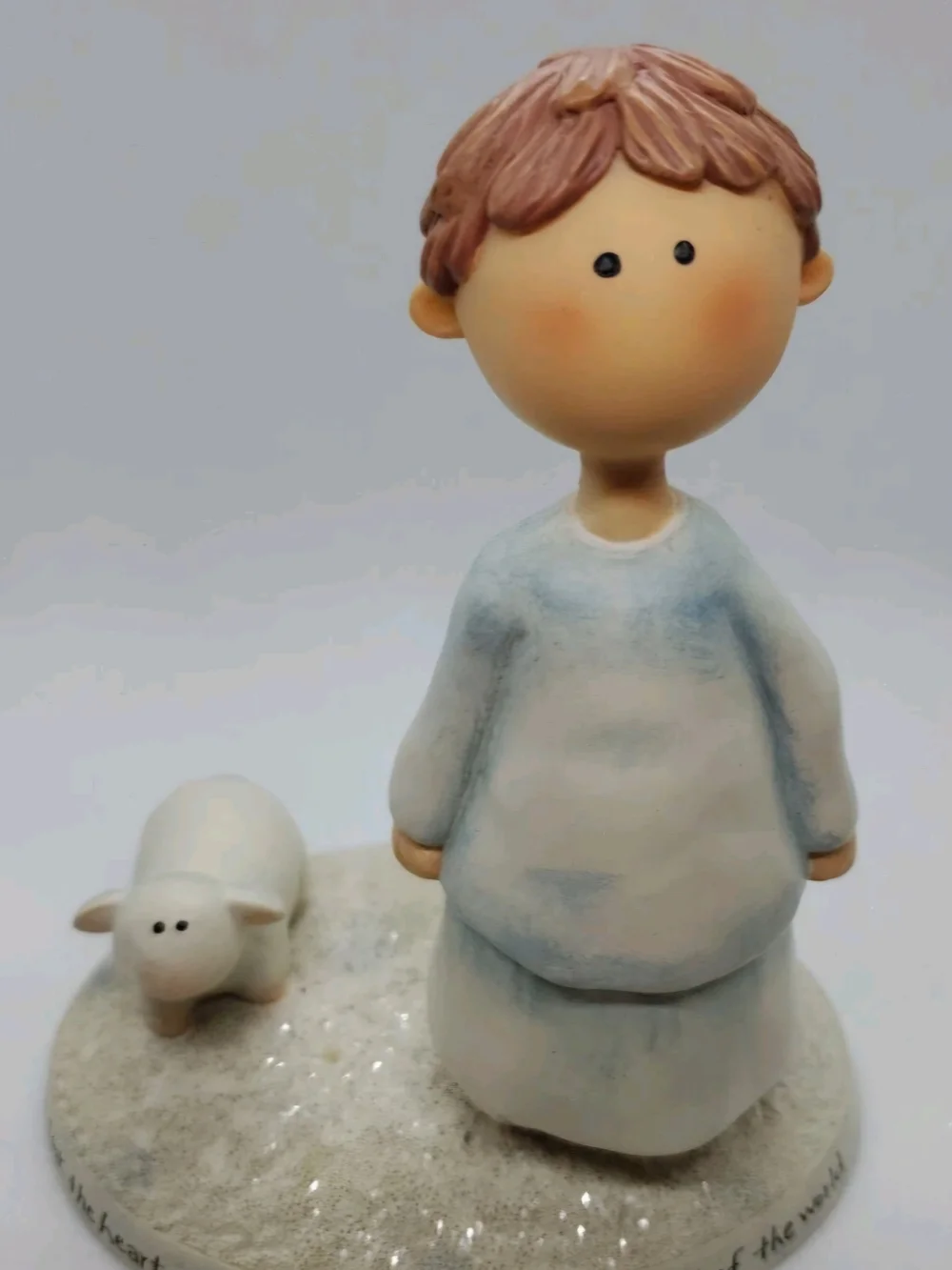 Life Sighs Hand-Painted Blue Boy Figurine Lamb Decorative Holiday,Nostalgic